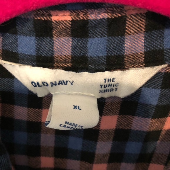Old Navy Blue/Orange plaid button down shirt - Picture 2 of 2
